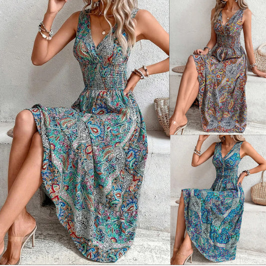 High Waist Sleeveless Bohemian Dress Fashion for Women