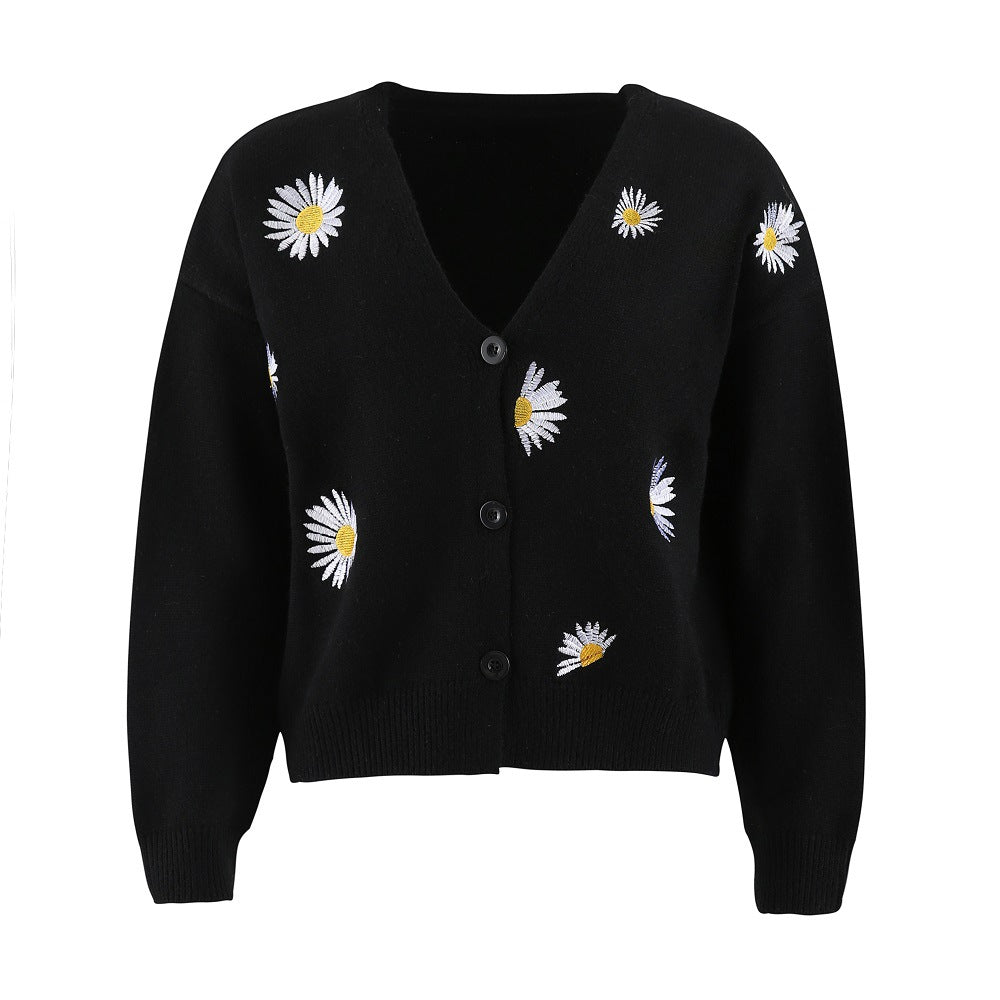 Women's Single-Breasted Cardigan Coat Chrysanthemum