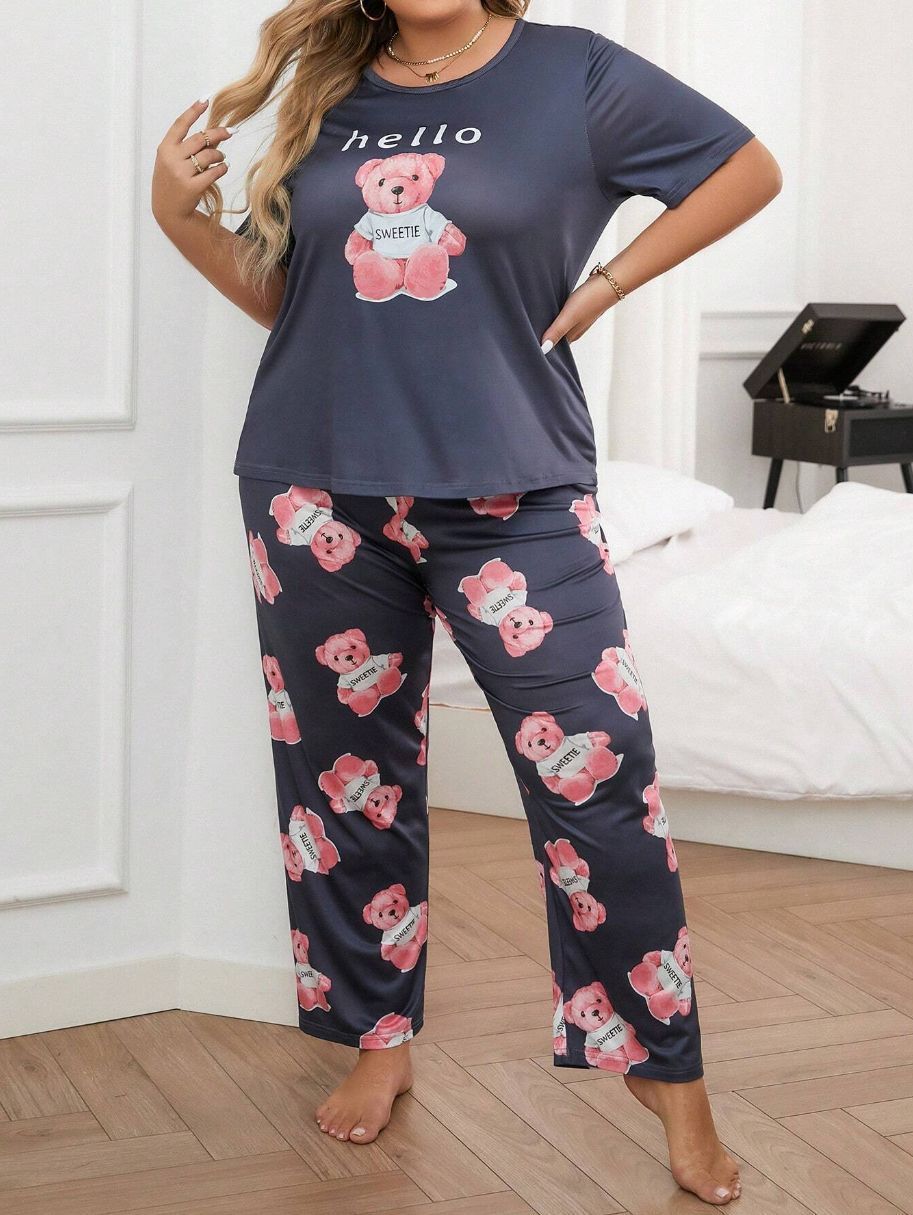 Plus Size Women's Pajama Homewear Suit with Trousers