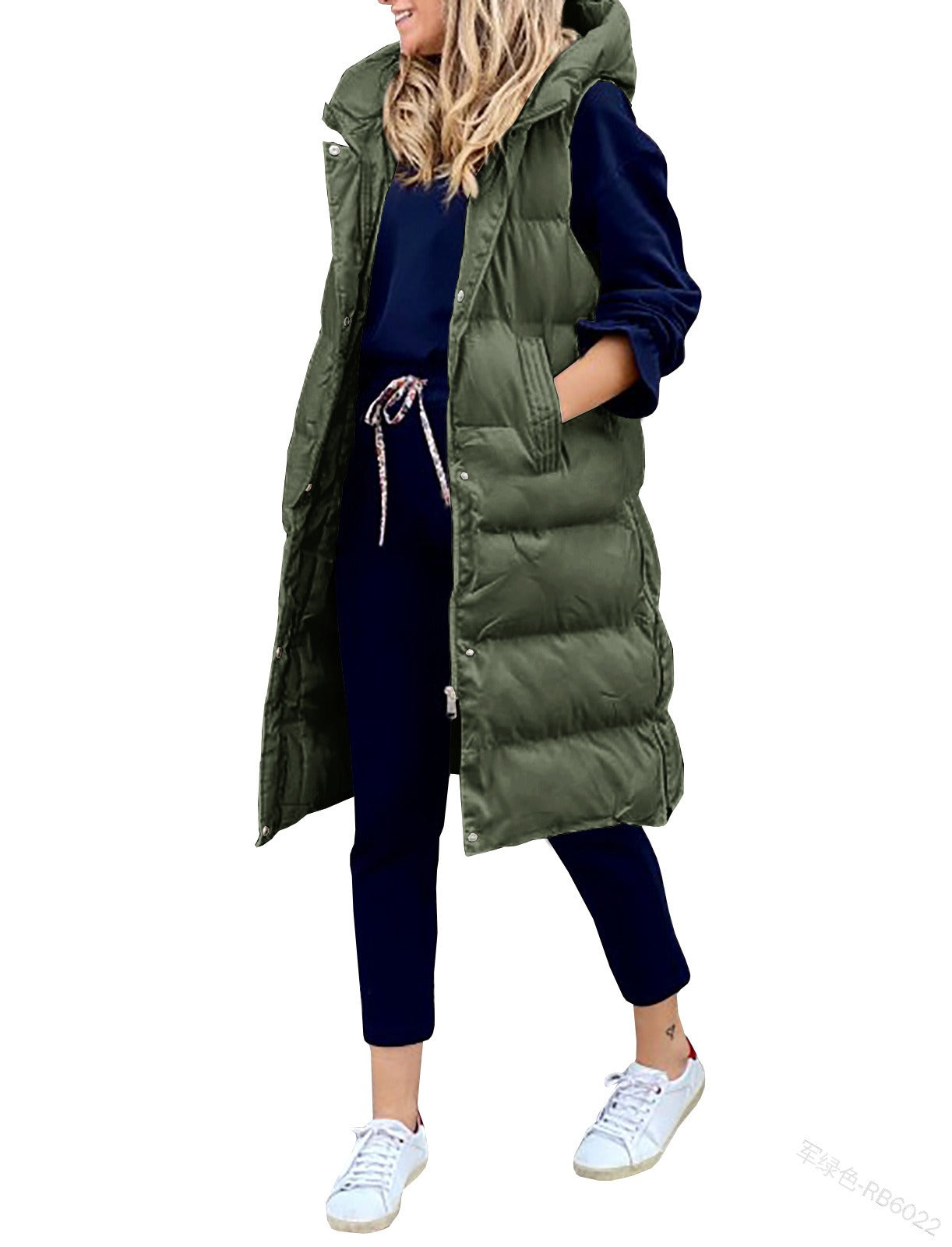 Fashionable single breasted hooded warm cotton jacket for women