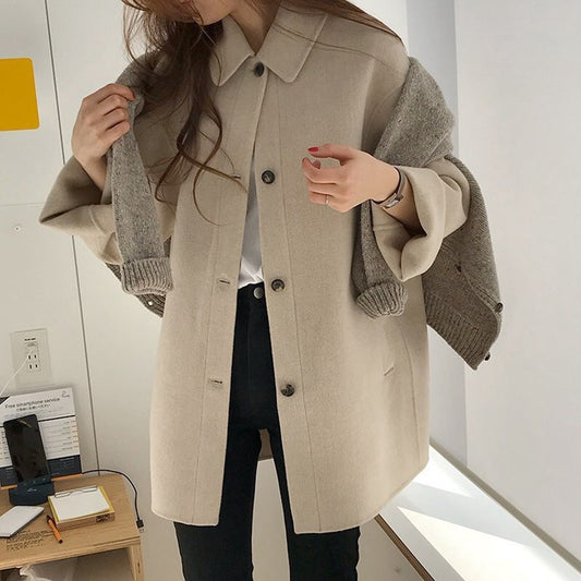 Retro British style winter new loose and lazy style woolen jacket trend