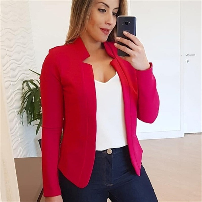 Hot selling solid color casual professional small suit jacket top for women's clothing