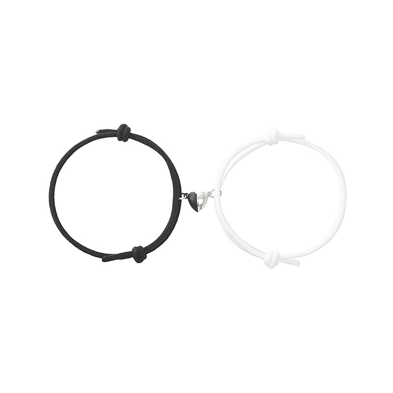 Black And White Love Magnet Milan Rope Couple Bracelet