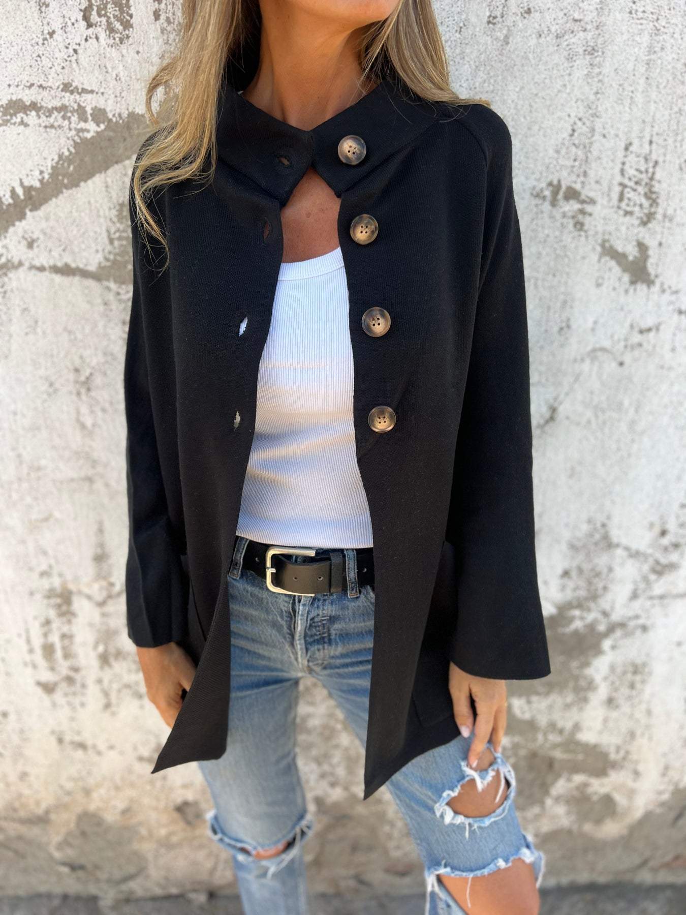 Lapel Long Sleeve Cardigan Jacket for Women