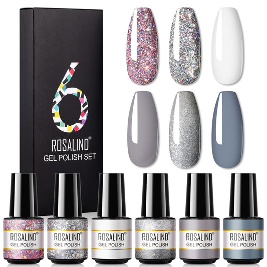 Korean Nail Color Glue Set: One-Color Fine Glitter Nail Polish in a Box