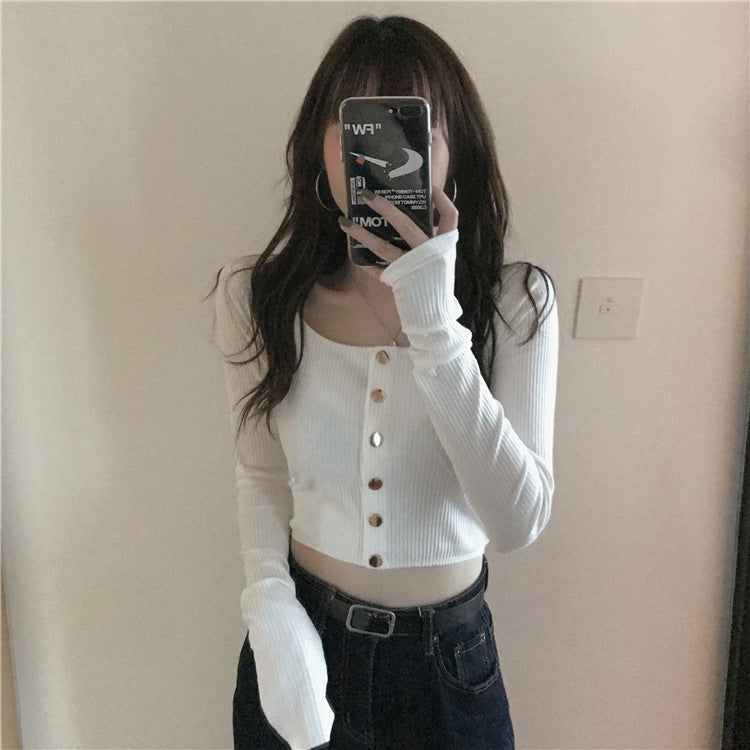 Small Slim High Waist Short Long Sleeve T-shirt