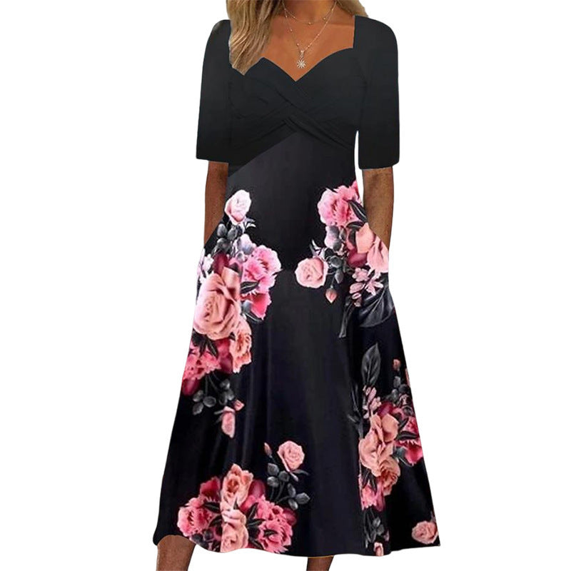 Fashionable and Elegant Butterfly Print Midi Dress for Women