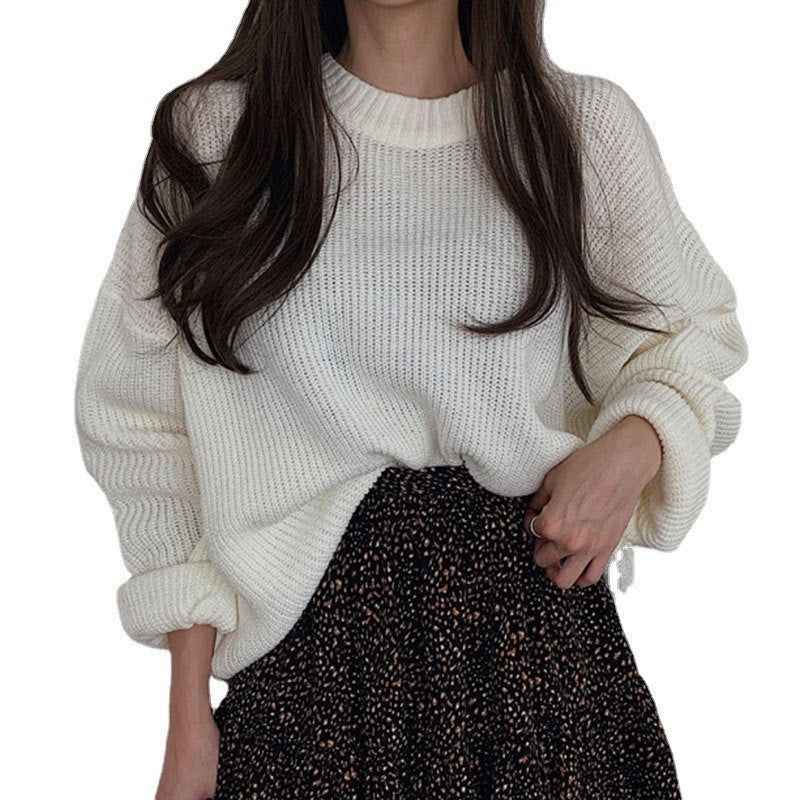 Loose Casual Solid Color Long Sweater for Women