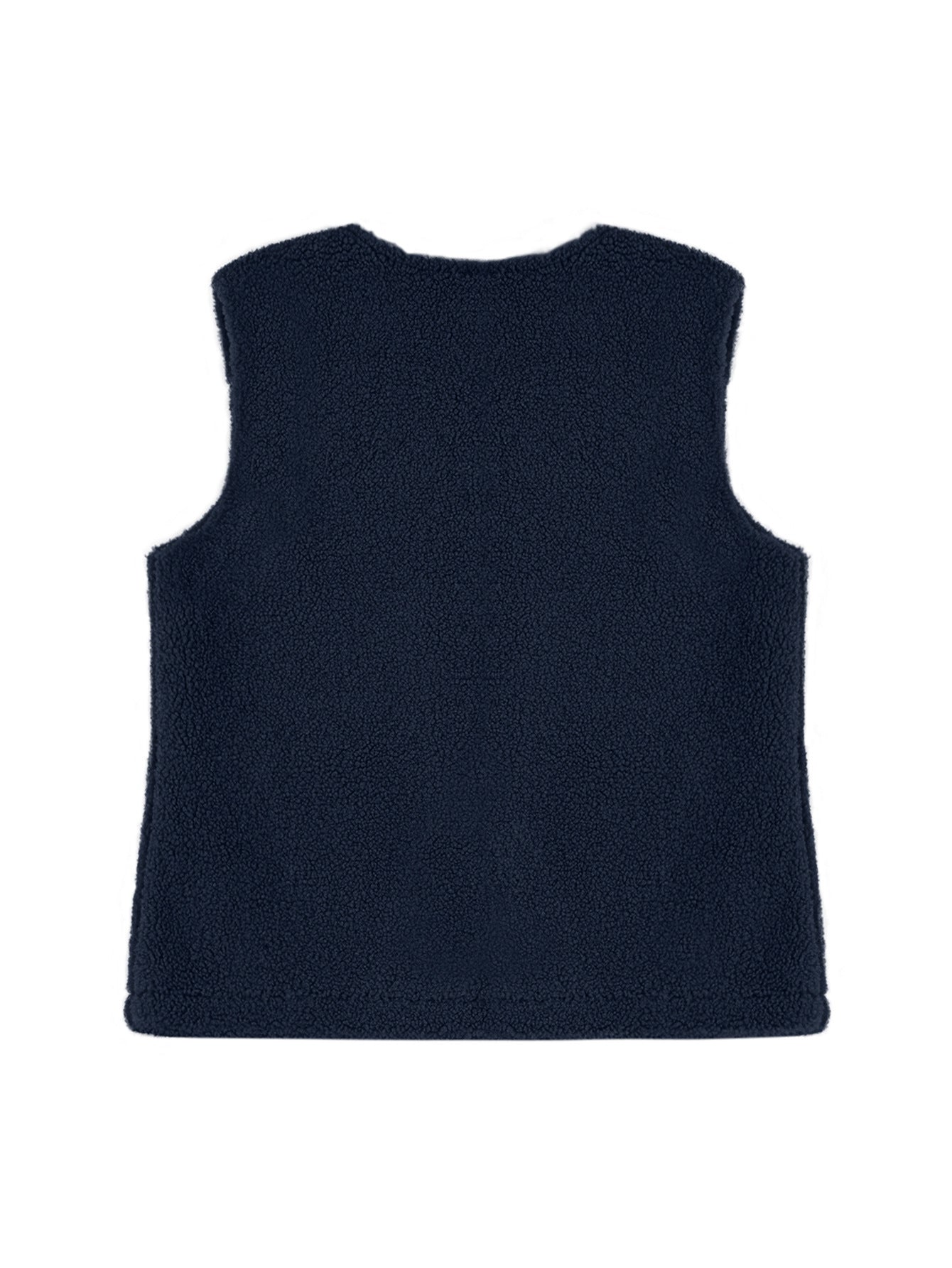 Trendy Round Neck Plush Vest with Pockets