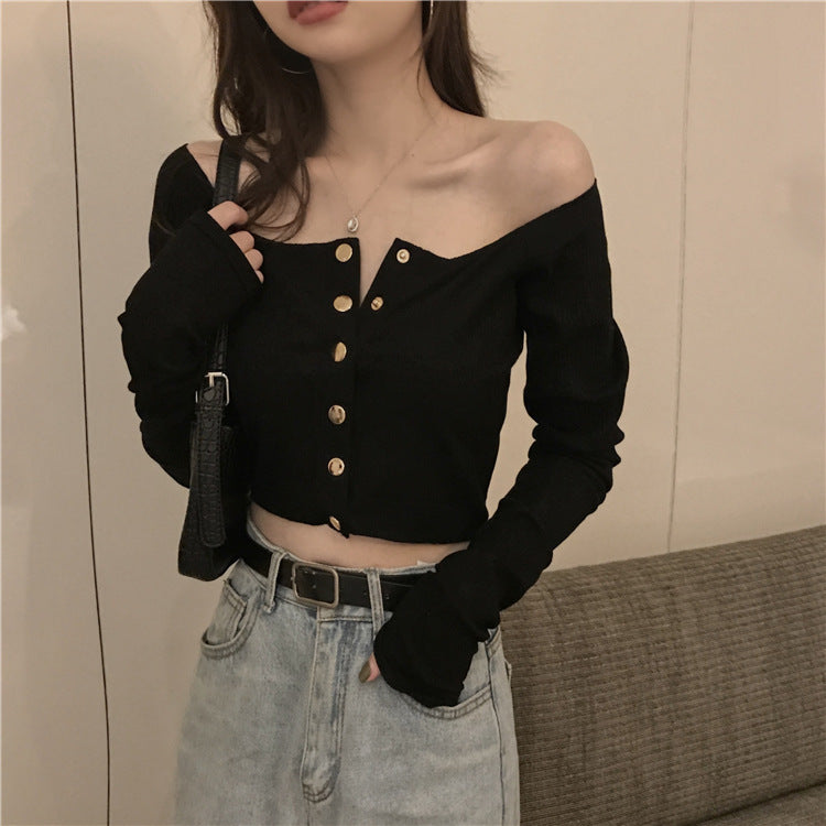 Small Slim High Waist Short Long Sleeve T-shirt