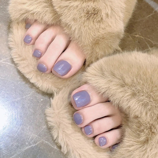 Short Solid Color Purple Toe Nail Patch