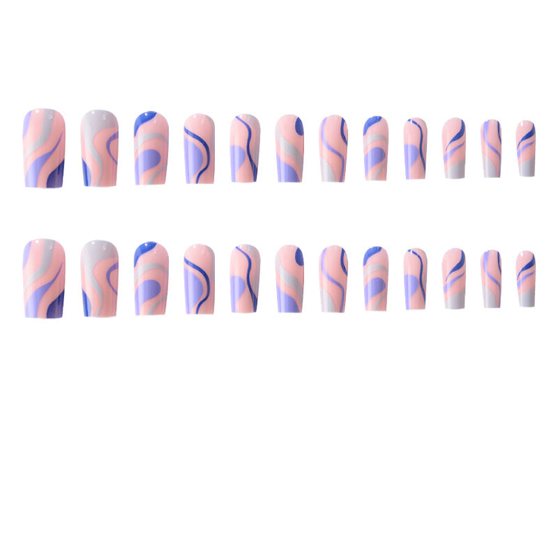 Simple Wave Series Color Matching Wear Finished Product Nail Patch