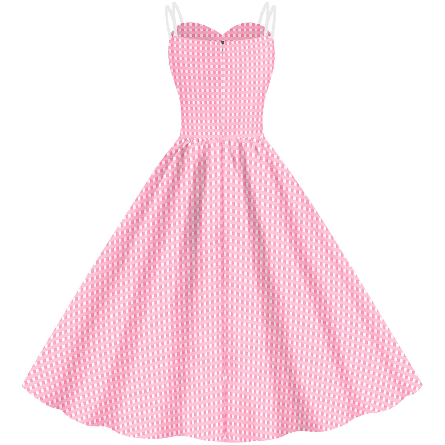 Barbie Digital Print Pink Plaid Dress for Women