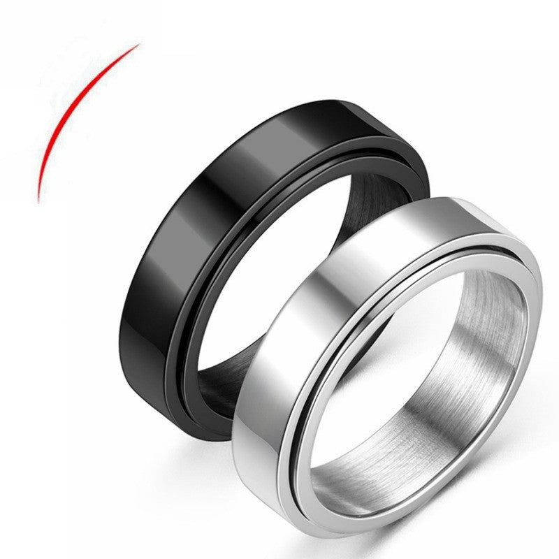 Rotating Titanium Steel Simple Bracelet Ring For Women