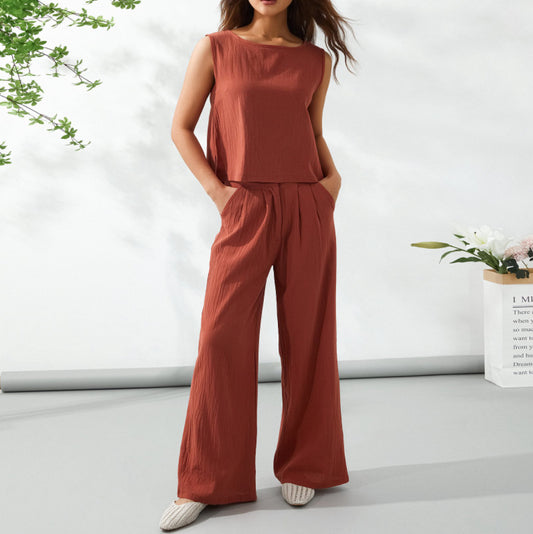 Women's Casual Long Sleeve Loose-Fit Cotton Suit