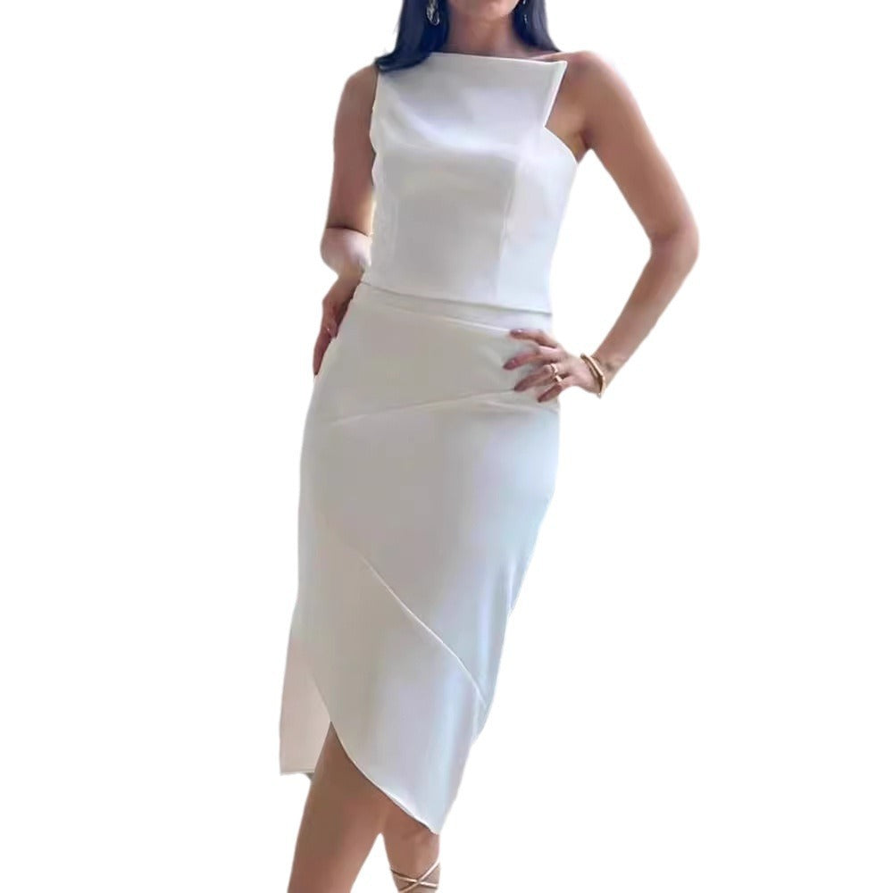 Women's Sleeveless Slim Solid Color Dress