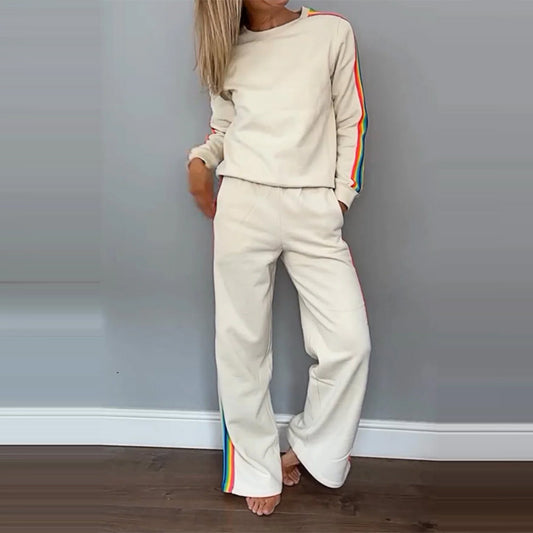 New Autumn Fashion Women's Crew Neck Casual Sweater and Pants Set