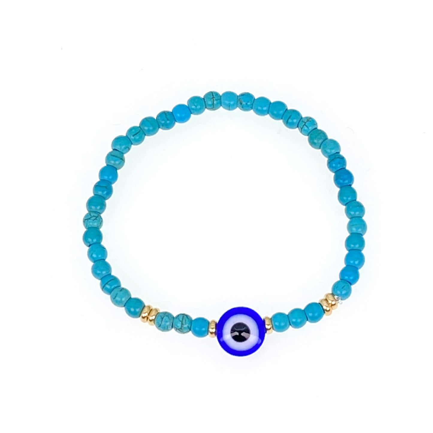 Natural Turquoise Lucky Beads Blue Eye Bracelet