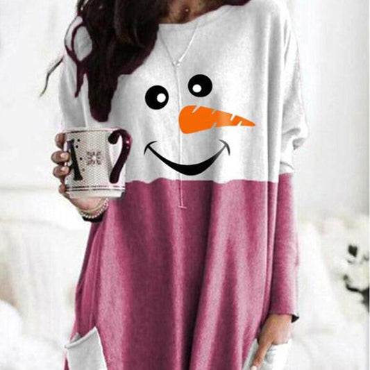 Christmas Snowman Printed Long-sleeved Bottoming Shirt