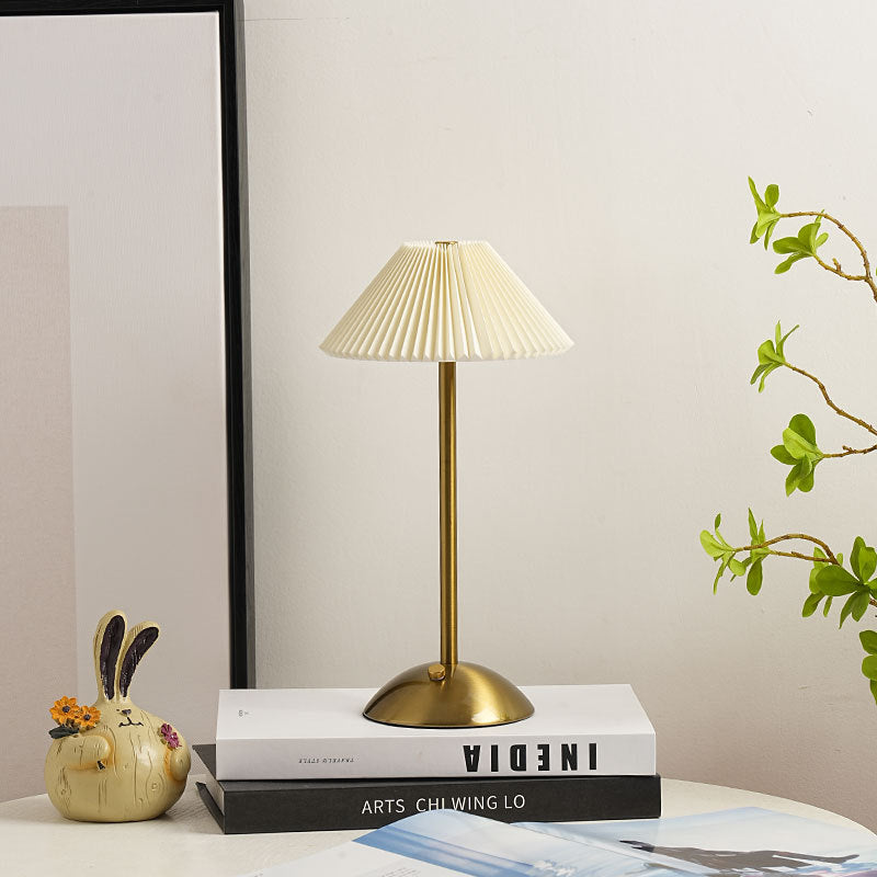 Atmospheric Pleated Bedroom Bedside Lamp with Charging Feature