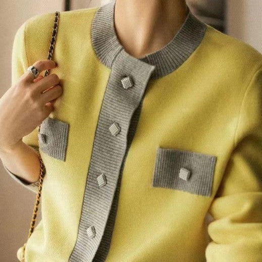 Autumn and Winter Wool Cashmere Contrast Color Knitwear