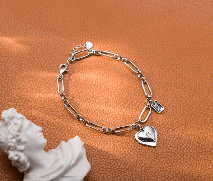 925 Sterling Silver Loving Heart Bracelet for Women