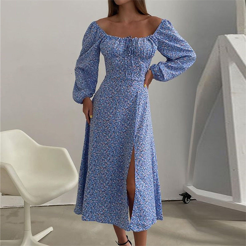 Women's Stylish Temperament Long Sleeves Printed Dress