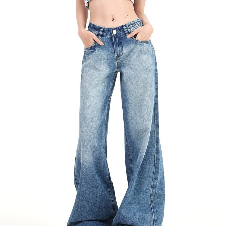 Women's American-style Retro Low-waist Wide-leg Jeans Summer