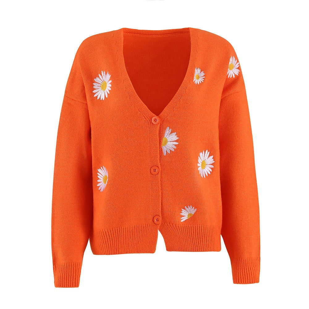 Women's Single-Breasted Cardigan Coat Chrysanthemum