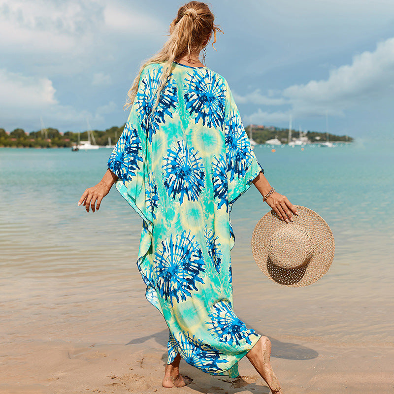 European And American Women's Seaside Vacation Robe Beach Dress Long Skirt