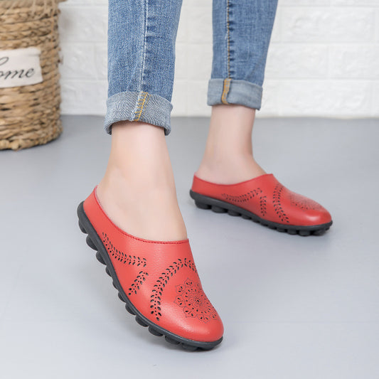 womens fashion casual solid color leather shoes