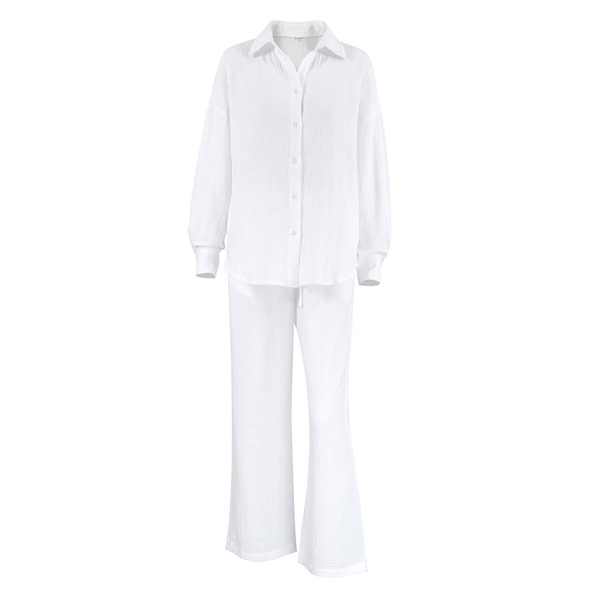 European And American Crepe Cotton Pajamas Suit Loose