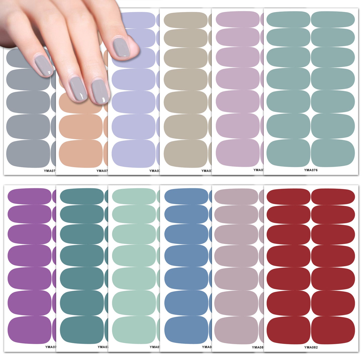 Simple Solid Color Waterproof Nail Stickers