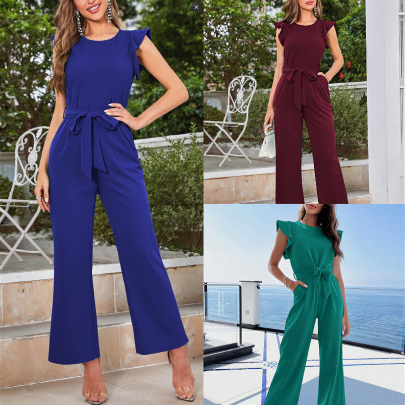 Jumpsuit Women's Ruffled Wide Leg Strap