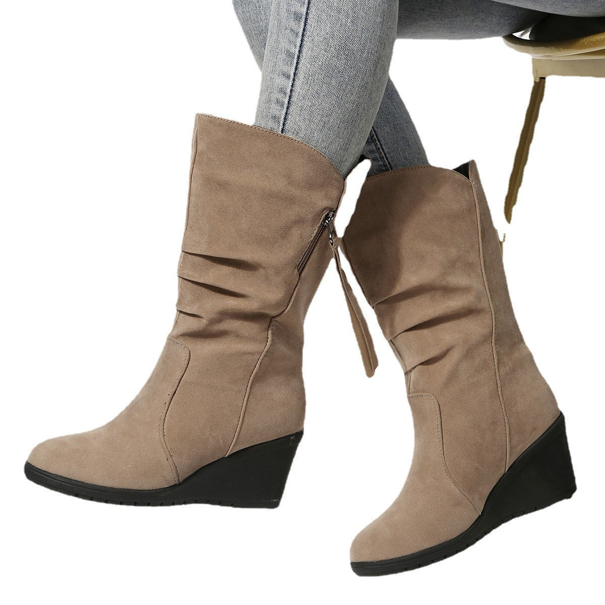 Large Size Women's Round Toe Low Heel Martin Boots