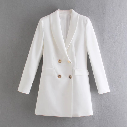 Elegant Double-Breasted Suit Jacket in Solid Color