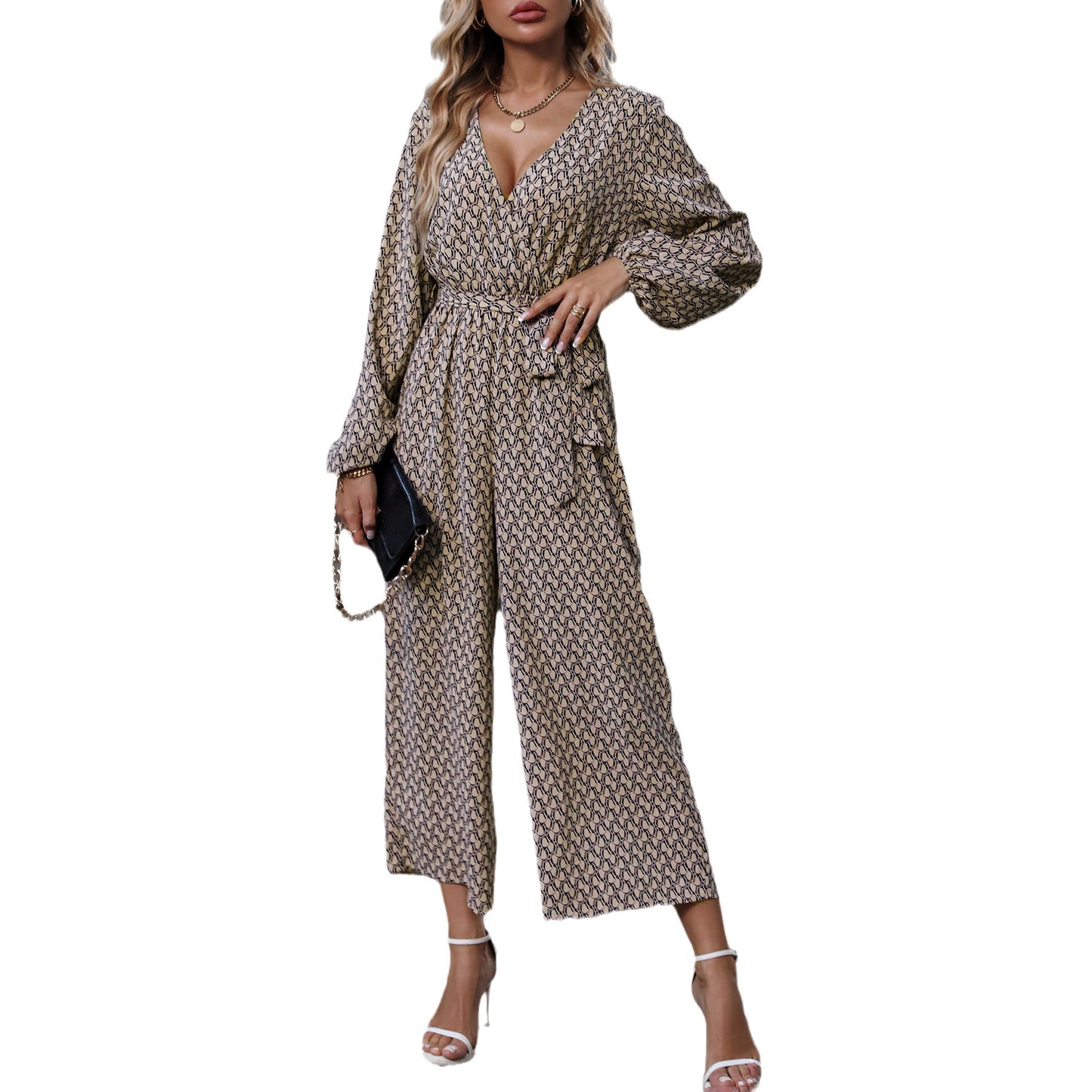 Elegant One-Piece Trousers with Long Sleeves for Women of Noble Temperament
