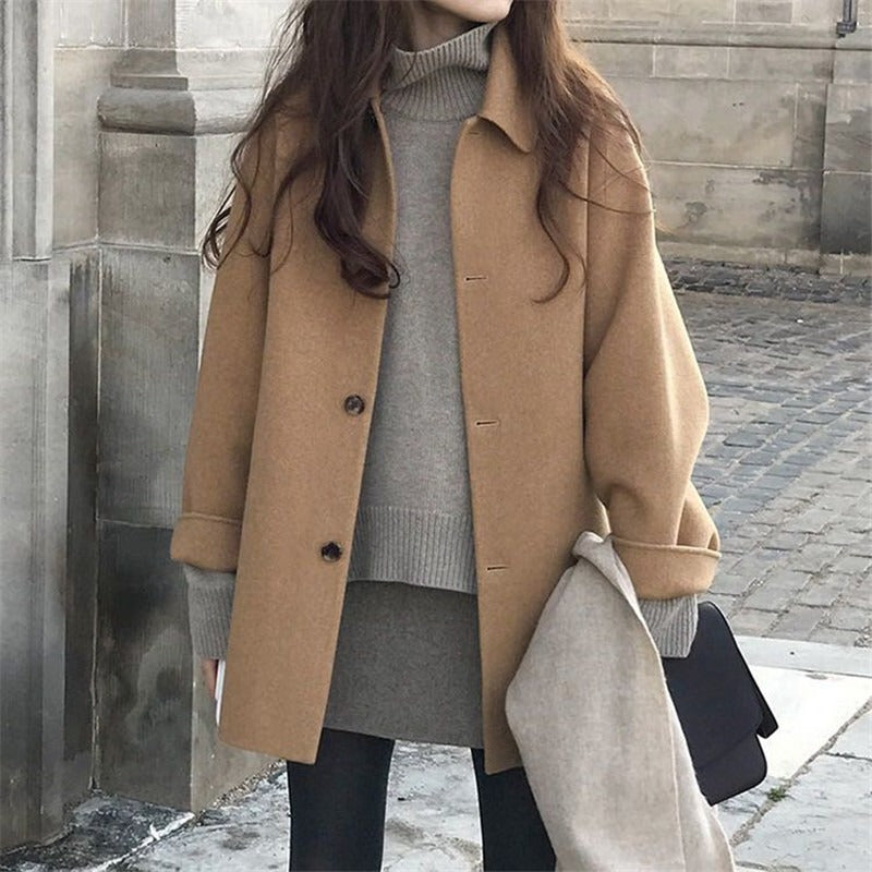 Retro British style winter new loose and lazy style woolen jacket trend