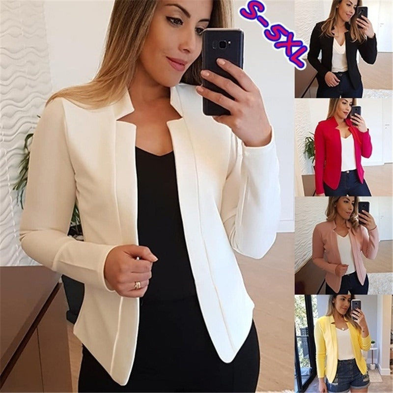 Hot selling solid color casual professional small suit jacket top for women's clothing