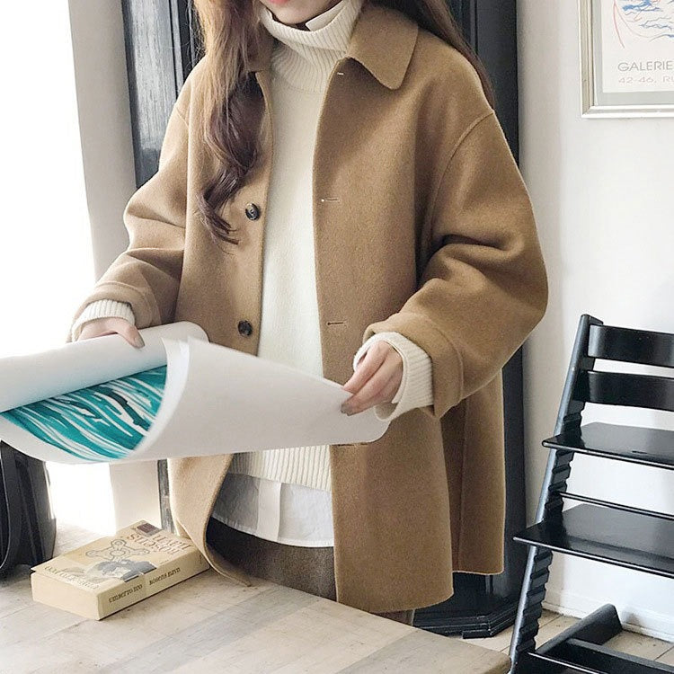 Retro British style winter new loose and lazy style woolen jacket trend