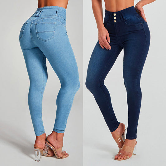 Women's High Waist Tight Stretch Shaping And Hip Lifting Jeans