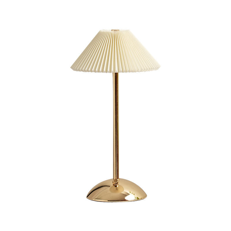 Atmospheric Pleated Bedroom Bedside Lamp with Charging Feature