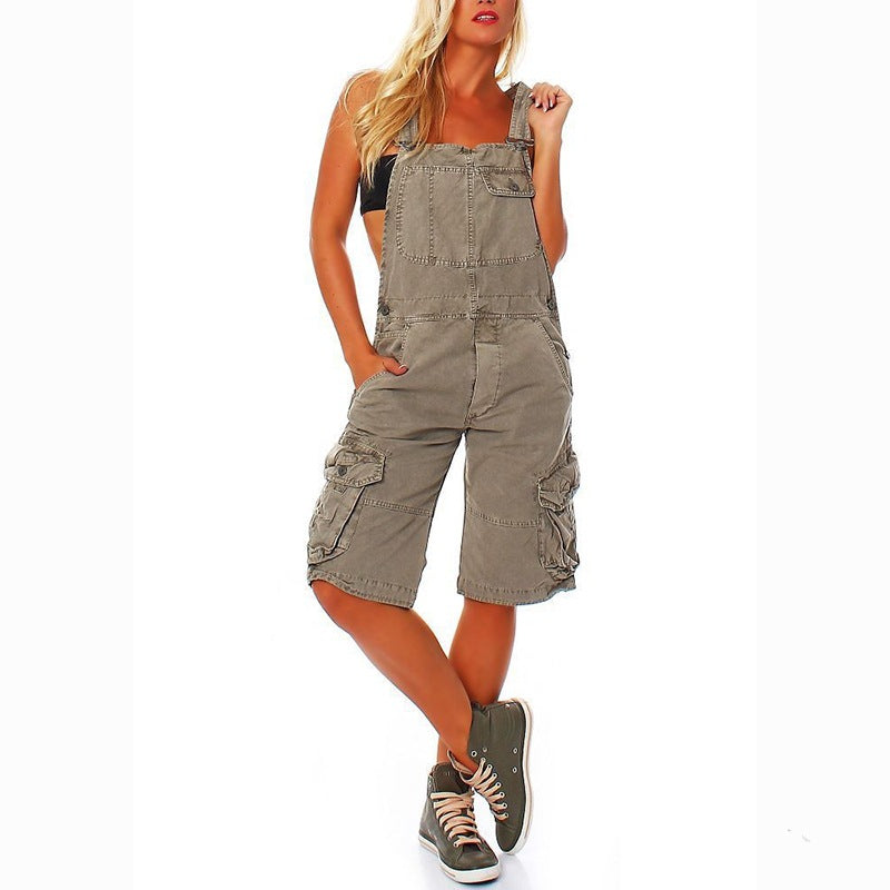 Women's Casual Fashion Suspender Pants with U-Collar Strap