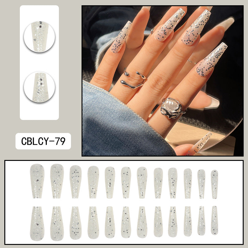 Wear Nail Long Pointed Nail Blooming Gradient Electroplating Nail Patch