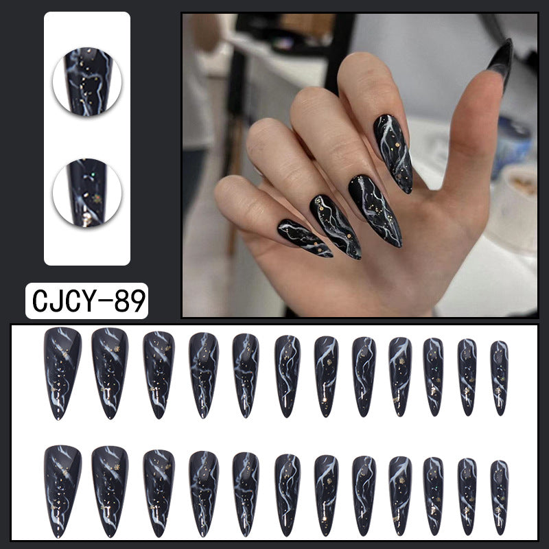 Wear Nail Long Pointed Nail Blooming Gradient Electroplating Nail Patch