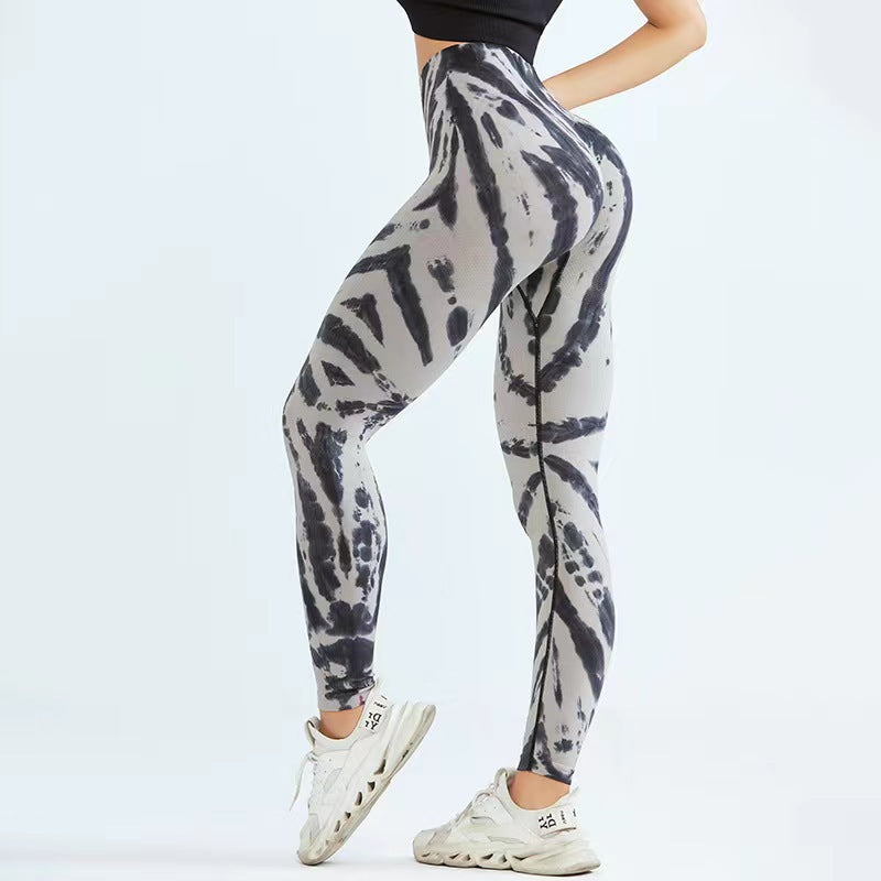 Seamless Tie-Dye Print Yoga Pants for Women