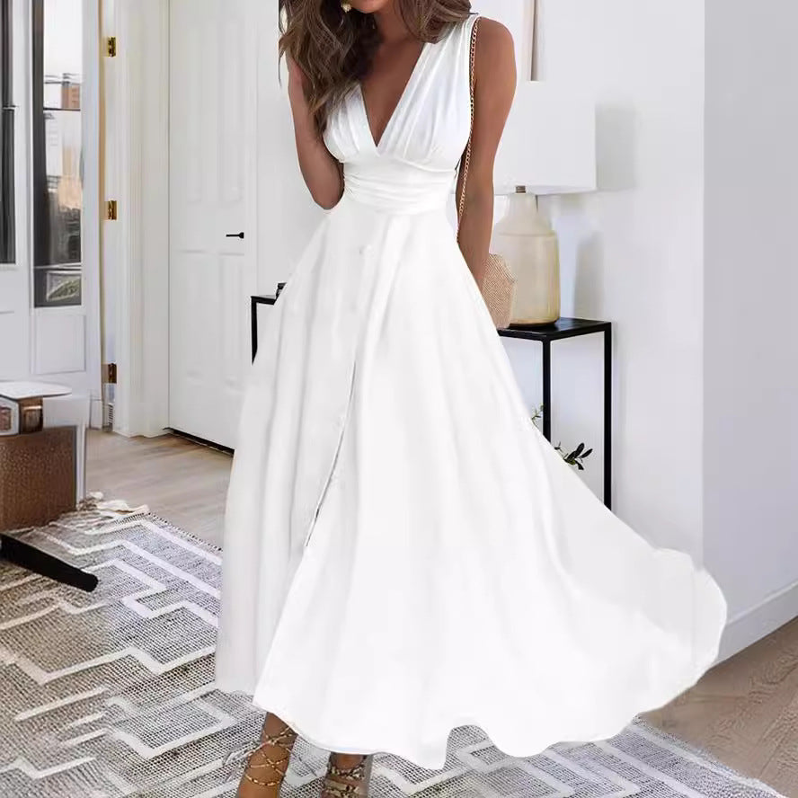 European and American V-neck Chest Wrap Dress