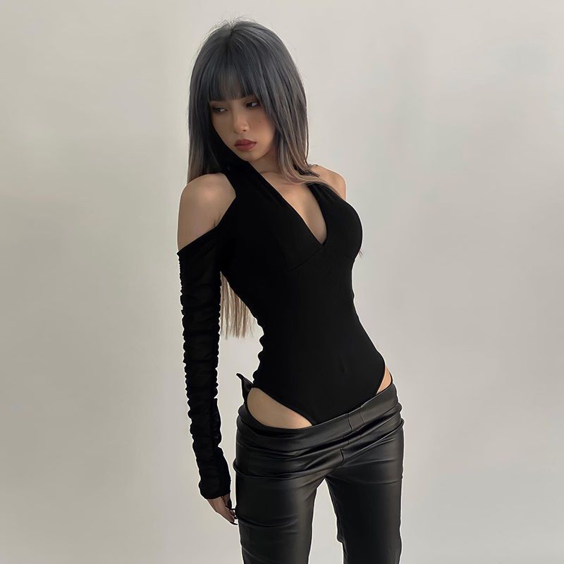 Female Slim Fit Jumpsuit with Low-Cut Design