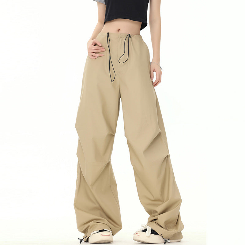 Gray Loose Casual Wide Leg Charge Paper Bag Pants