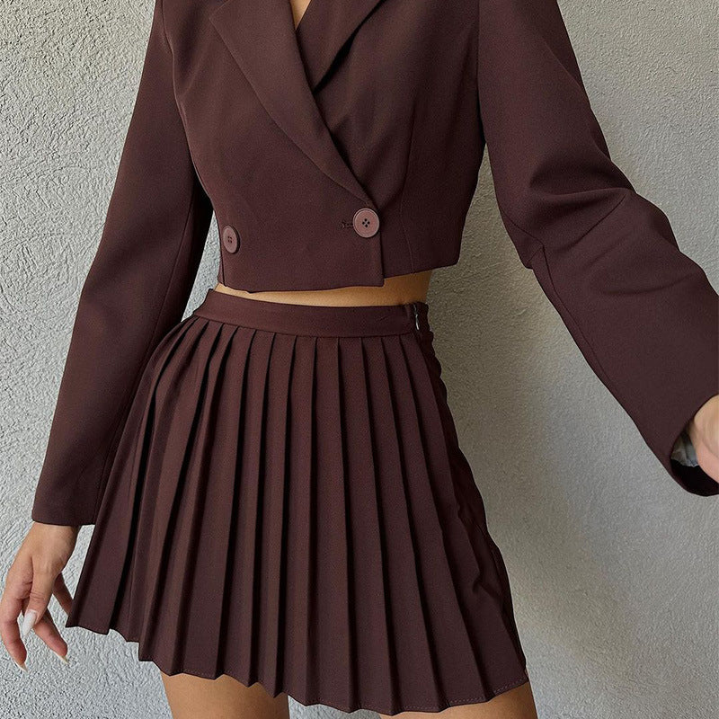 Suit High Waist Pleated Miniskirt